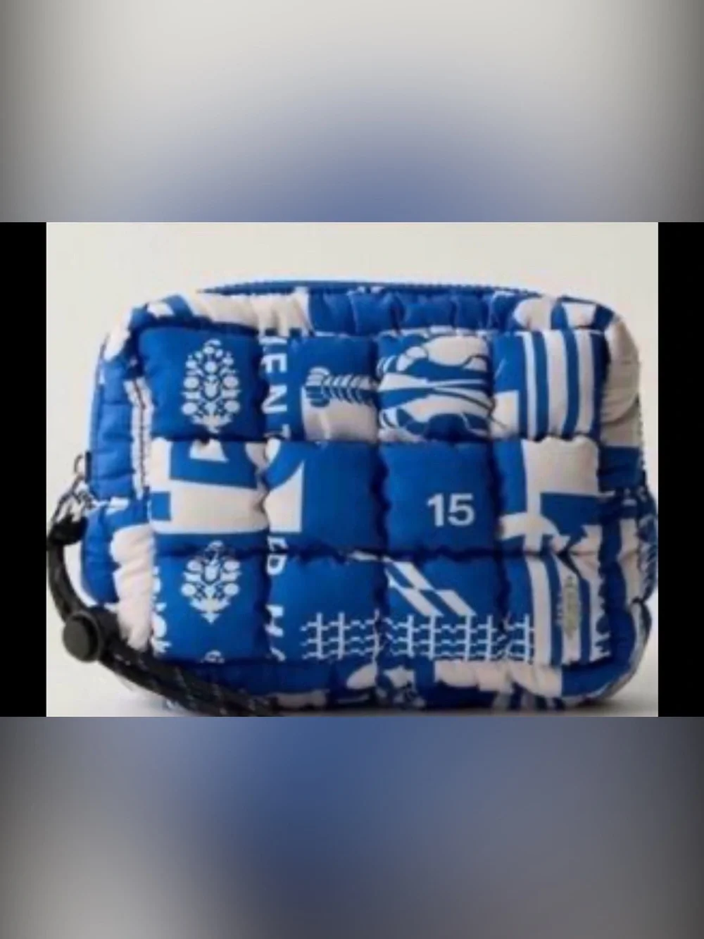 Blue Patterned Wristlet Cosmetic Pouch - Unbranded